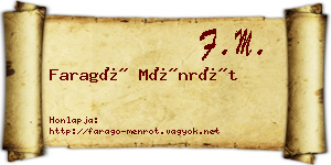 Faragó Ménrót névjegykártya